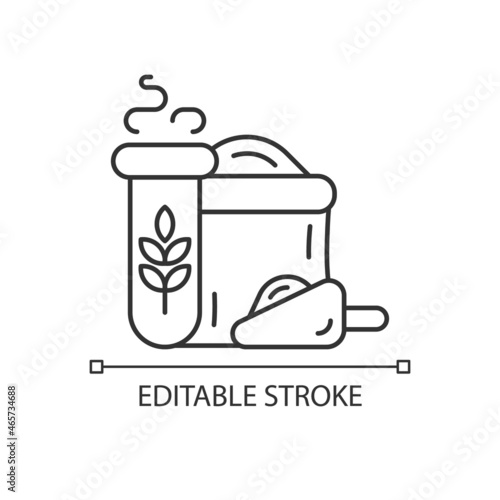 Wheat and flour quality test linear icon. Flour milling production control. Agricultural industry. Thin line customizable illustration. Contour symbol. Vector isolated outline drawing. Editable stroke