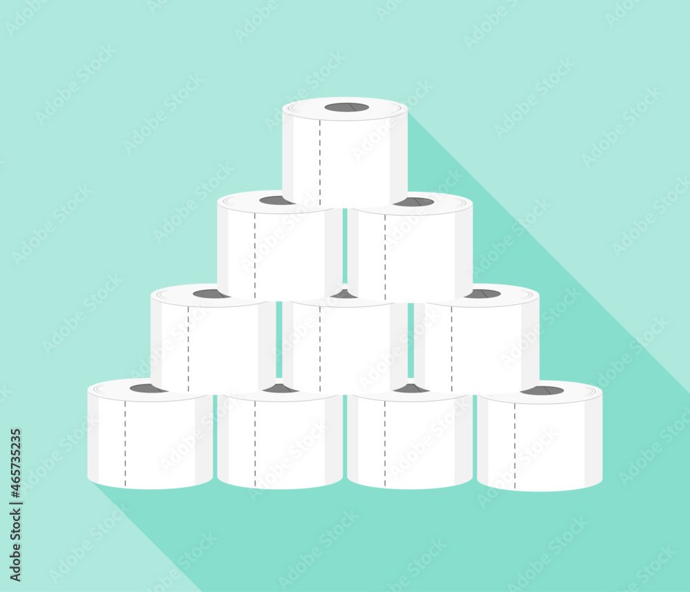 toilet paper rolls stacked on blue background toilet paper rolls stacked on blue background