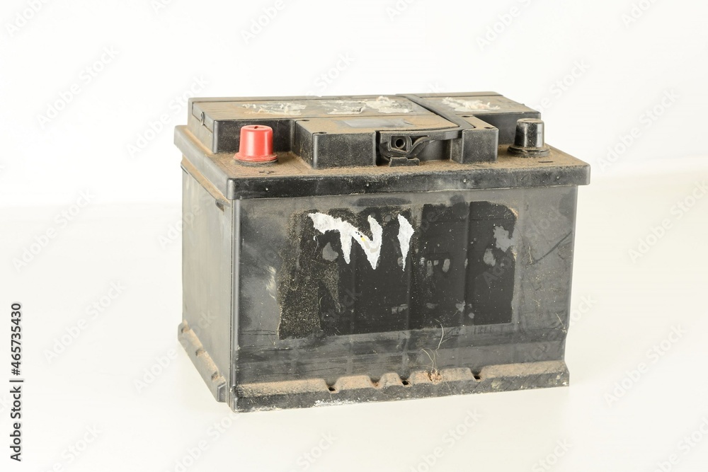 Close-up of car battery - obrazy, fototapety, plakaty 