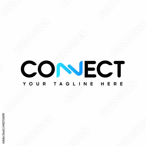 Connect Black and Blue Orange Uppercase Logo Design Template Elements. Connected linked NN letters as a connection. Modern Networking Logo Design Vector.