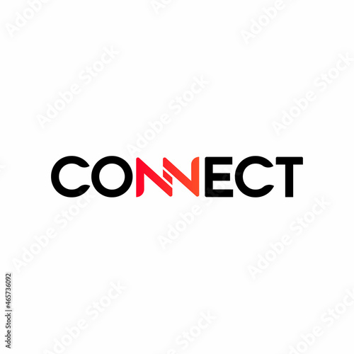 Connect Black and Red Orange Uppercase Logo Design Template Elements. Connected linked NN letters as a connection. Modern Networking Logo Design Vector.