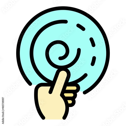 Pendulum in hand icon. Outline pendulum in hand vector icon color flat isolated