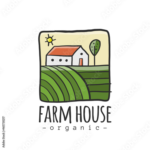 Eco farm - vector logo template concept. Organic product sign. Plantation ill...