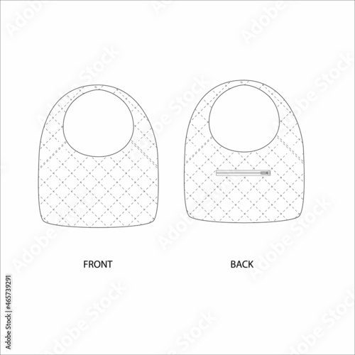 Sketch handbag with stitching. Vector illustration of a bag with stitch.  Bag design template. 