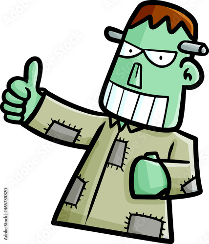 Funny frankenstein cartoon in "OK" pose