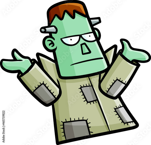 Funny frankenstein cartoon in ignorant pose