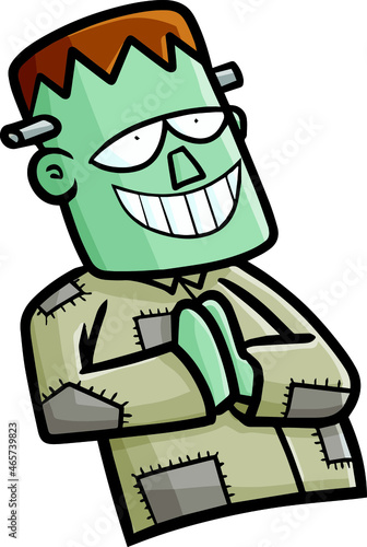 Funny frankenstein cartoon in begging pose