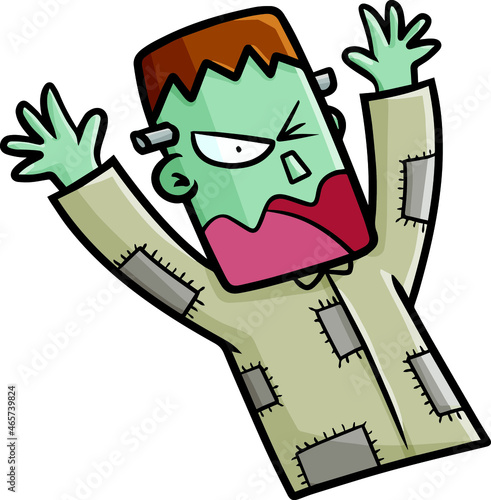 Funny frankenstein cartoon in surprised pose