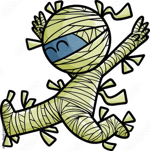 Cute mummy cartoon running happily