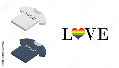 Simple t-shirt design, Love LGBT. In black and white color variants