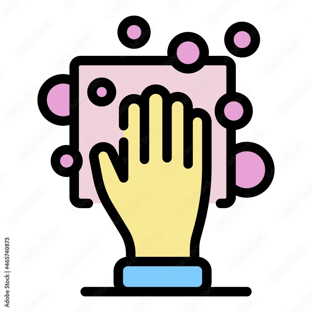 Hand and sponge icon. Outline hand and sponge vector icon color flat isolated Hand and sponge icon. Outline hand and sponge vector icon color flat isolated