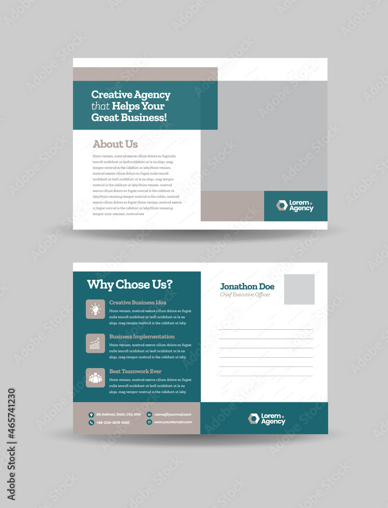 Fototapeta premium Corporate Business Postcard Design or Save The Date Invitation Card or Direct Mail EDDM Design 