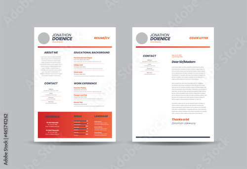 Curriculum vitae CV Resume Template Design or Personal Details for Job Application  