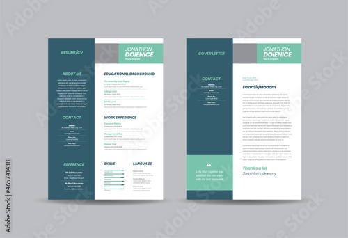 Curriculum vitae CV Resume Template Design or Personal Details for Job Application  