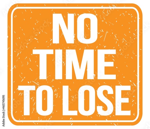 NO TIME TO LOSE, text written on orange stamp sign