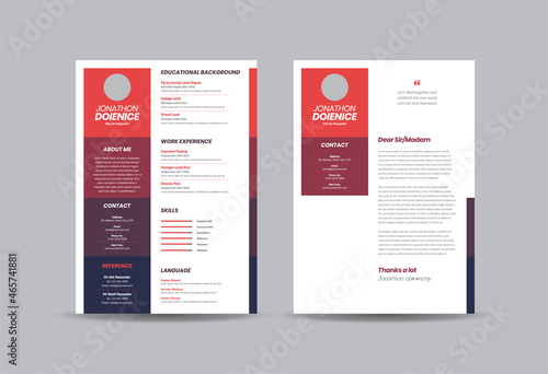 Curriculum vitae CV Resume Template Design or Personal Details for Job Application  