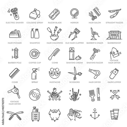 Barbershop vector icons set. Vector illustration