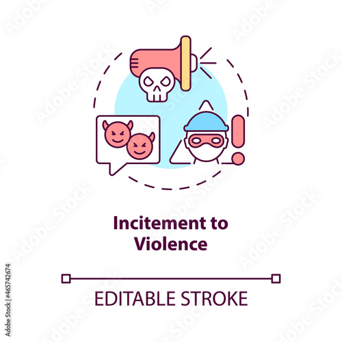 Incitement to violence concept icon. Non-protected speech type abstract idea thin line illustration. Encouragement to commit crime. Vector isolated outline color drawing. Editable stroke