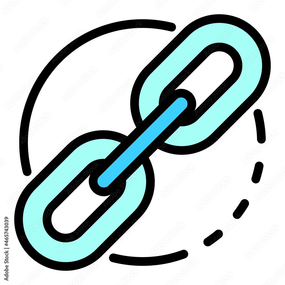 Link in a circle icon. Outline link in a circle vector icon color flat isolated Link in a circle icon. Outline link in a circle vector icon color flat isolated