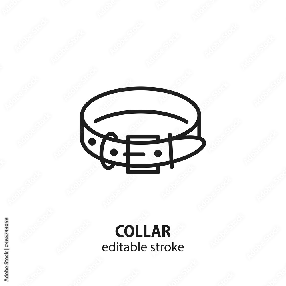 Collar line vector icon. Sign of safety, animal care. Editable stroke. Collar line vector icon. Sign of safety, animal care. Editable stroke.