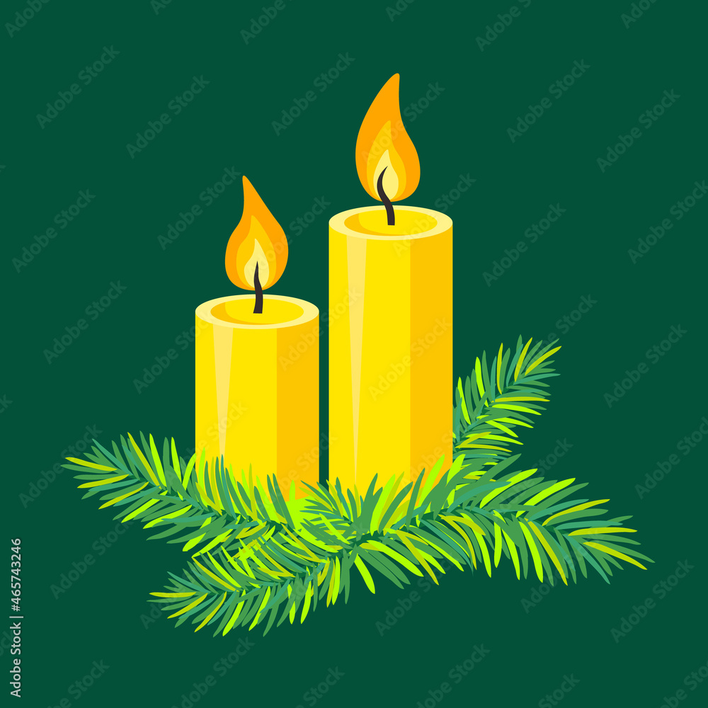 Vector - advent candle with fir twigs. Vector - advent candle with fir twigs.