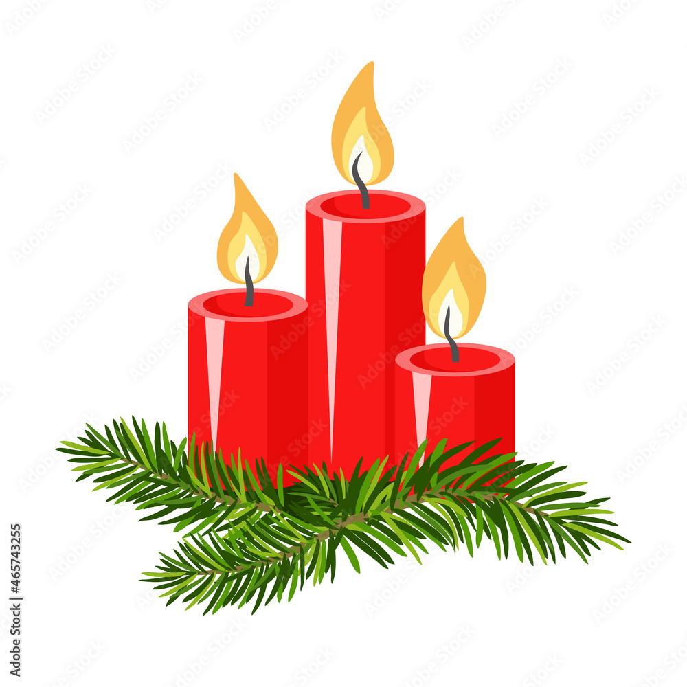 Vector - advent candle with fir twigs. Vector - advent candle with fir twigs.