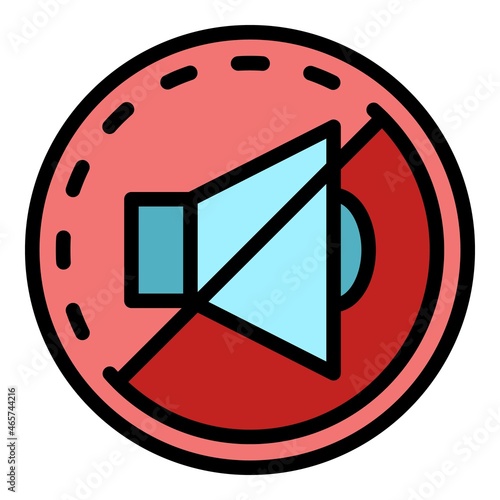 Sound off sign in a circle icon. Outline sound off sign in a circle vector icon color flat isolated