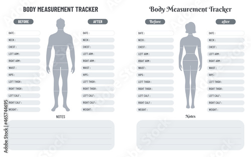 Bloc-note Body Measurements Tracker pour les hommes, 4 semai