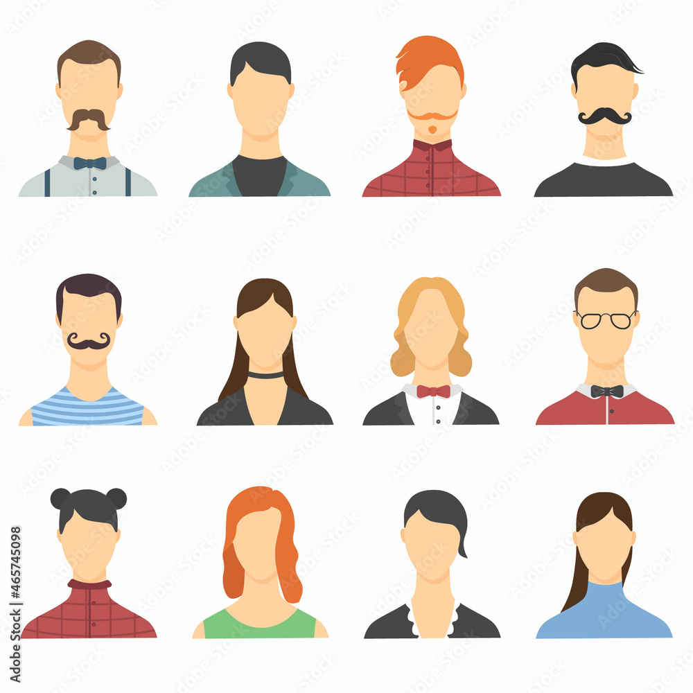 Portraits of men and women. Set of avatars of happy people of different ages. Humans Portraits of men and women. Set of avatars of happy people of different ages. Humans