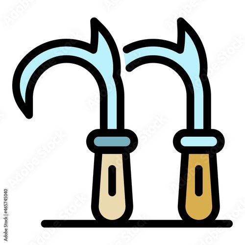 Climbing hooks icon. Outline climbing hooks vector icon color flat isolated