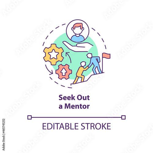 Seek out mentor concept icon. Training for professional on job position. Career advancement abstract idea thin line illustration. Vector isolated outline color drawing. Editable stroke