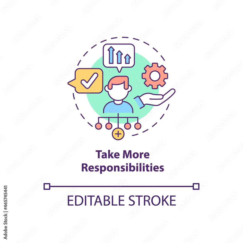 Take more responsibilities concept icon. Corporate leader. Personal trait for employee. Career advancement abstract idea thin line illustration. Vector isolated outline color drawing. Editable stroke