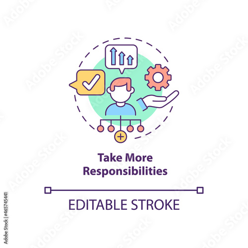 Take more responsibilities concept icon. Corporate leader. Personal trait for employee. Career advancement abstract idea thin line illustration. Vector isolated outline color drawing. Editable stroke