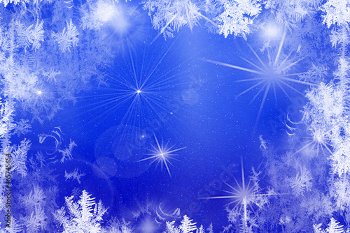 Winter blue background with frost effect. Space for text.