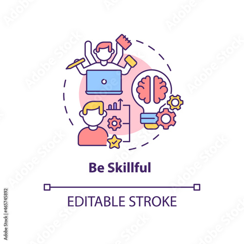 Be skillful concept icon. Employee expertise in job tasks. Productive work. Career advancement abstract idea thin line illustration. Vector isolated outline color drawing. Editable stroke
