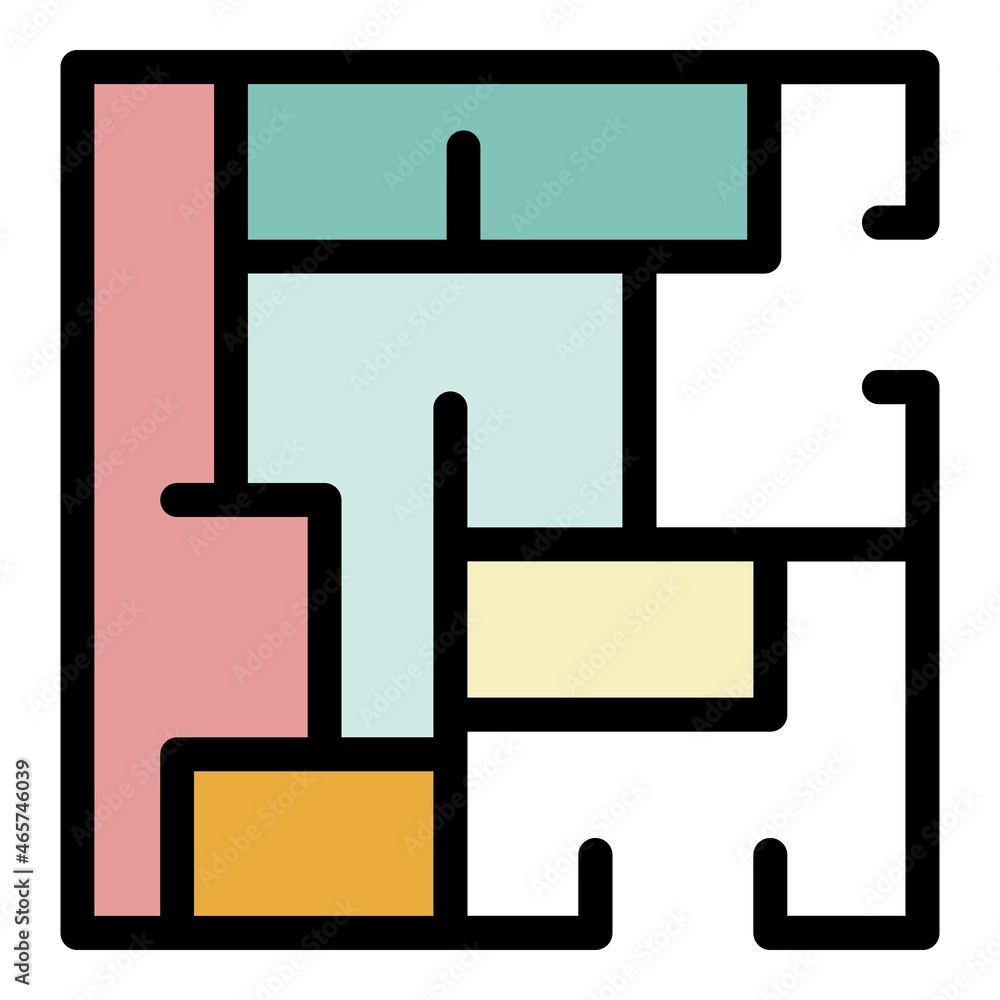 House plan icon. Outline house plan vector icon color flat isolated House plan icon. Outline house plan vector icon color flat isolated