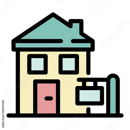 A small house icon. Outline a small house vector icon color flat isolated