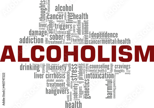 Alcoholism vector illustration word cloud isolated on white background.