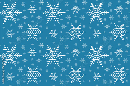 Snowflake vector background icon seamless pattern blue color. Winter white Christmas snowflakes crystal element. Ice collection weather illustration. Xmas frost flat isolated silhouette symbol.