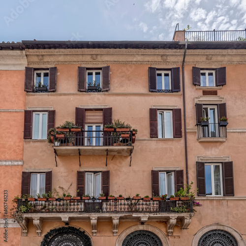vintage building facade in piazza Navona, Rome Italy