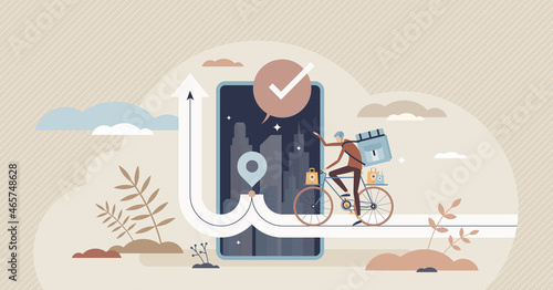 Gig economy, freelance labour contract and flexible job tiny person concept. Modern business HR work system for temporary hiring vector illustration. Deliver employees and independent courier service.