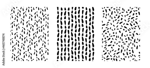 Pack de tres patrones para fondos o estampados con formas de abstractas, vectores abstractos en blanco y negro