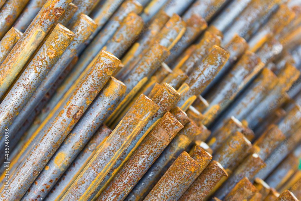 Steel bars used in construction, Steel bars close- up background