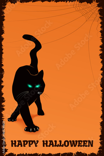 Happy Halloween poster with Black Cat.