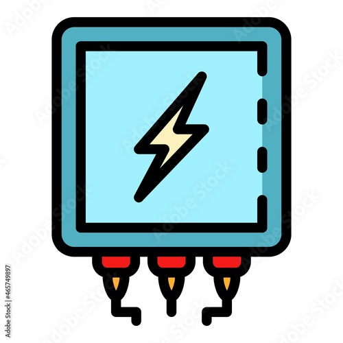 Electrical transformer icon. Outline electrical transformer vector icon thin line color flat isolated