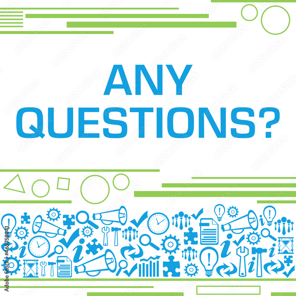 Any Questions Green Blue Texture Bottom Square Business Symbols 