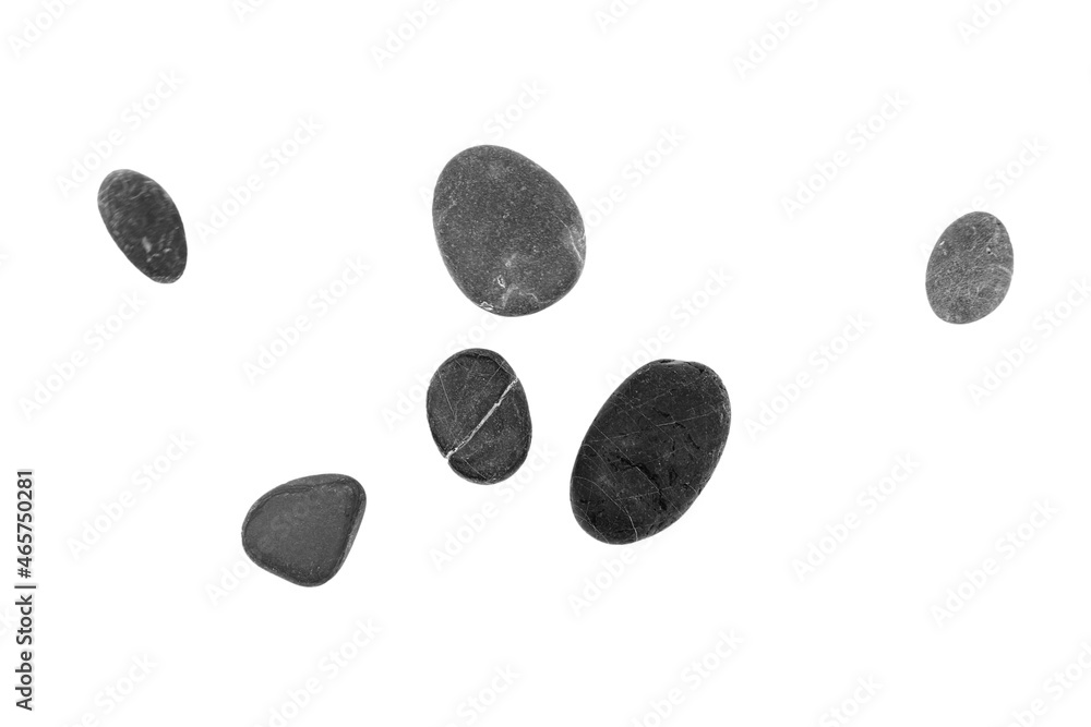 Fototapeta premium Smooth pebble stones isolated on white