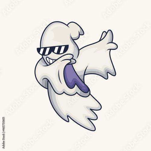 Cute ghost with dabbing poses cartoon