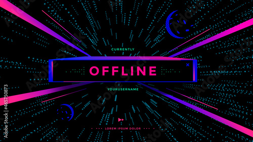 Offline screen video game streaming. Games show channel page. Vector illustration.