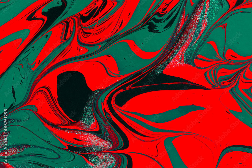 Red green acrylic fluid art abstract creative Christmas background. Artistic bright futuristic background. Dynamic lines, movement, splash contrast. Design of holiday cards. Fashionable marble texture Red green acrylic fluid art abstract creative Christmas background. Artistic bright futuristic background. Dynamic lines, movement, splash contrast. Design of holiday cards. Fashionable marble texture